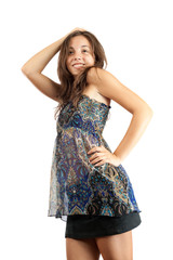 Beautiful young girl isolated on white