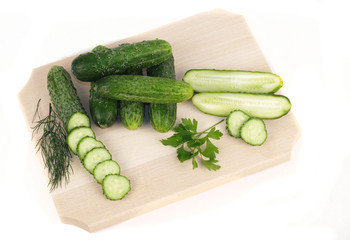 fresh cucumbers and parsley