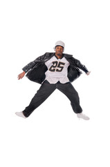 Cool young hip-hop man on white background