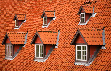 Red tile roof and garrets