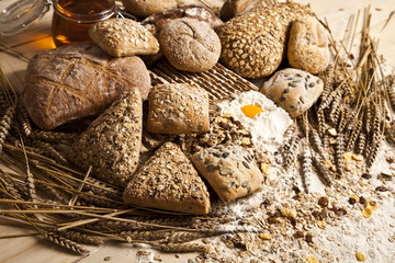 Loaf of bread over background