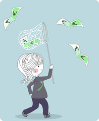 businessman chasing euros