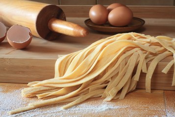 Fresh pasta with flour and egg