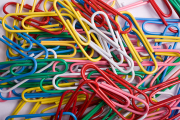 colored paper clips close look