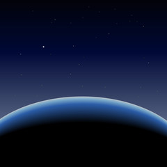 Horizon of blue planet earth