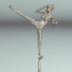 Frau in Kampfposition