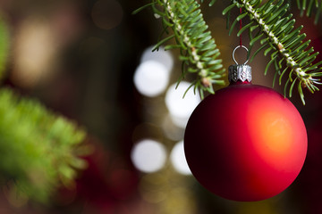 Red baubles as a symbol of Christmas