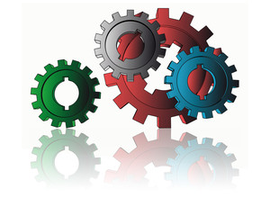 Fototapeta na wymiar isolated cogwheels - business network - illustration