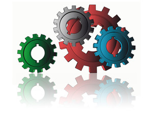 isolated cogwheels - business network - illustration