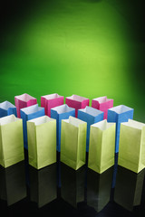 Recyclable multicolored paper gift bags