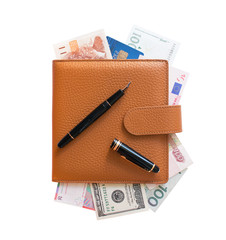 Organizer filled with money