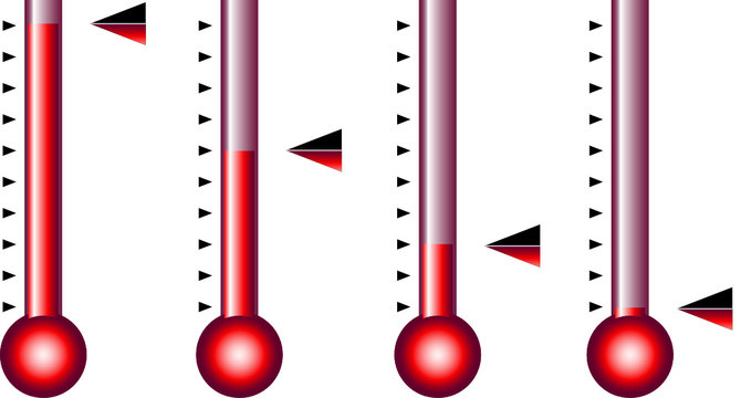 Thermometer or barometer with arrows pointing