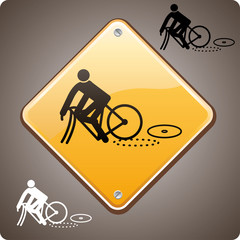 Bike incident warning road sign