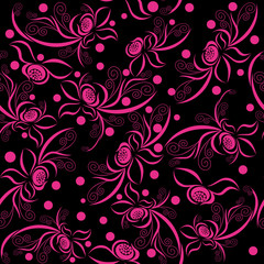 rose vegetable pattern on black