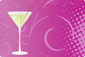Martini on violet halftone background