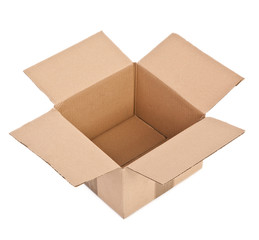 open cardboard box on white