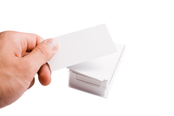 hand holding business card