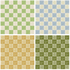 Checkerboard Leaves Seamless Pattern