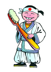 Japanese with toothbrush