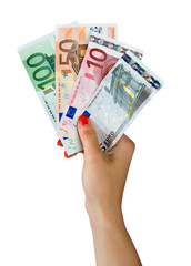 woman hand with euro bills