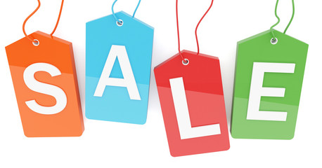 3d Render Of Differnt Colors Sale Labels