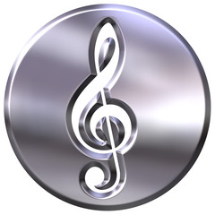 Obraz premium 3D Silver Framed Treble Clef