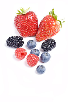 Mixed Berries Isolated on White