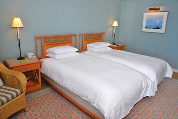 Twin beds in hotel