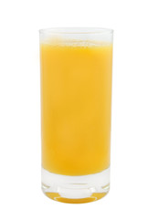 Orange juice in glass isolated on white