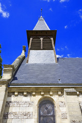 france,normandie,lisors : &eacute;glise en pierre, ardoise et bois