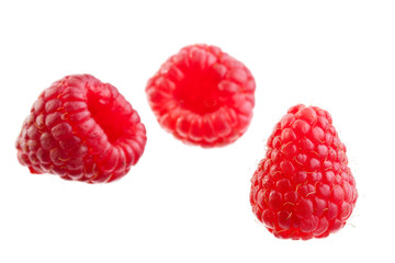 Raspberries isolated on white background