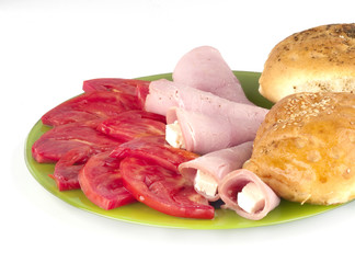 tomatoes on a green plate