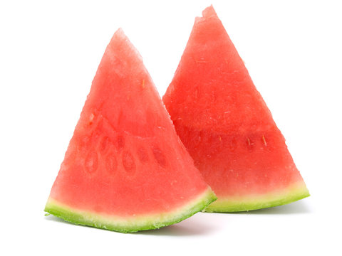 Two slice of water-melon on white background