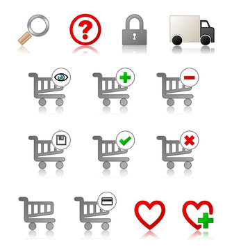Web Icons (e-shopping) with reflection (x14)