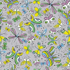 Küchenrückwand glas motiv pattern of hand draw butterflyies © sunnyfrog