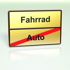 Ausgangsschild - Auto Fahrrad