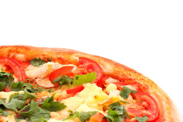 Tasty pizza with olives isolated on white