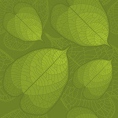 Seamless background with highly detailed green leaves