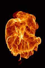 Fire isolated on a black background.