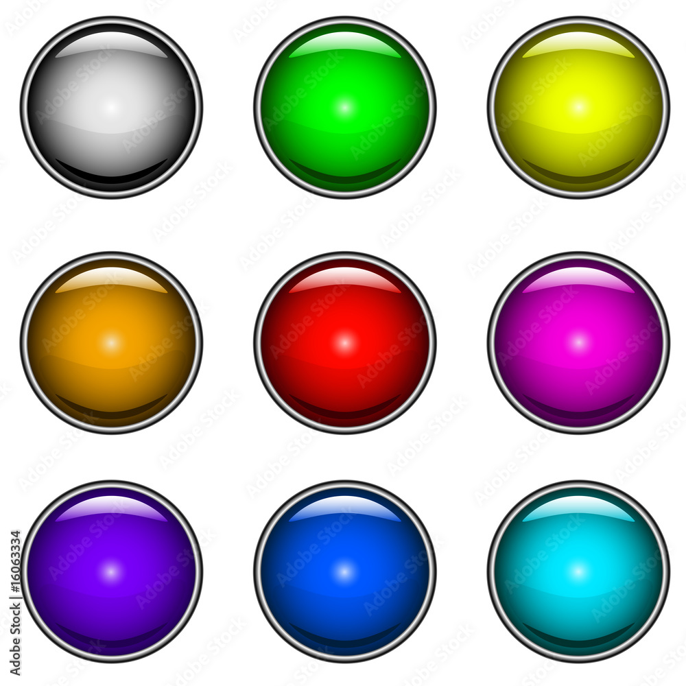 Wall mural vector collection of colorful glossy buttons for web design.