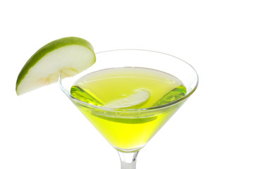 closeup green apple martini