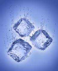 ice cubes in blue