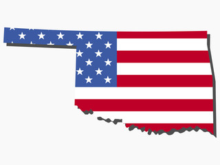 Map of Oklahoma with flag