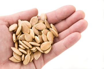 Handful of pumpkin seeds