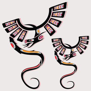 Dragon in ethnic national style of the American Indians