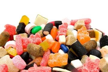 Printed roller blinds Candy sweets on white background