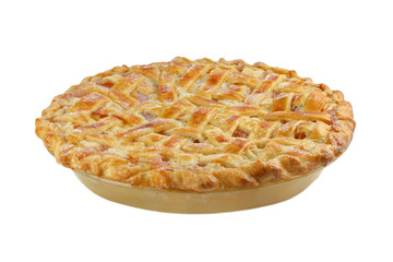 Peach Pie on White with Lattice Top