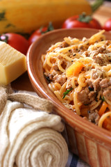 Spaghetti with mince meat and tomato sauce