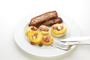 souffle, backed organic potato and smoked ham