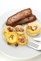 souffle, backed organic potato and smoked ham
